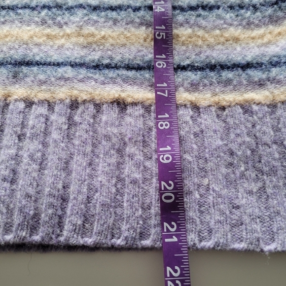 J.Crew 100% Wool purple stripped turtleneck sweater - Picture 5 of 8